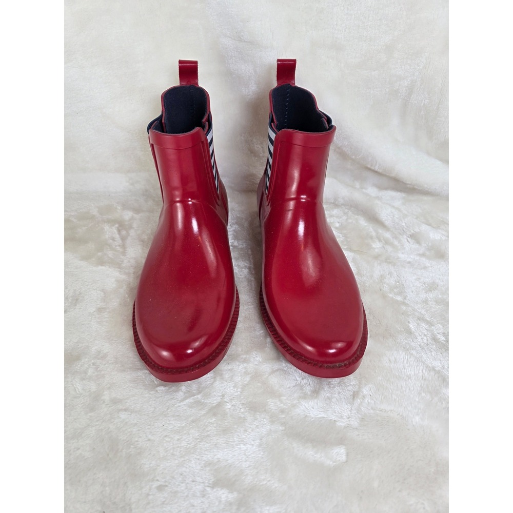 ALDO Women Red Chelsea Rain Boots Gingham Detail Size 7